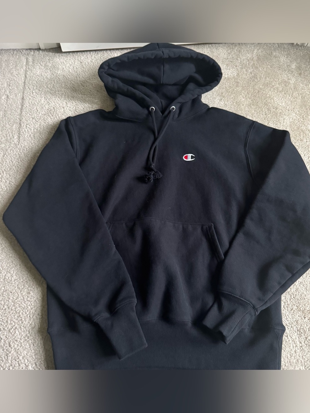 Vintage Y2K Champion Reverse Weave Black Hoodie Sweatshirt